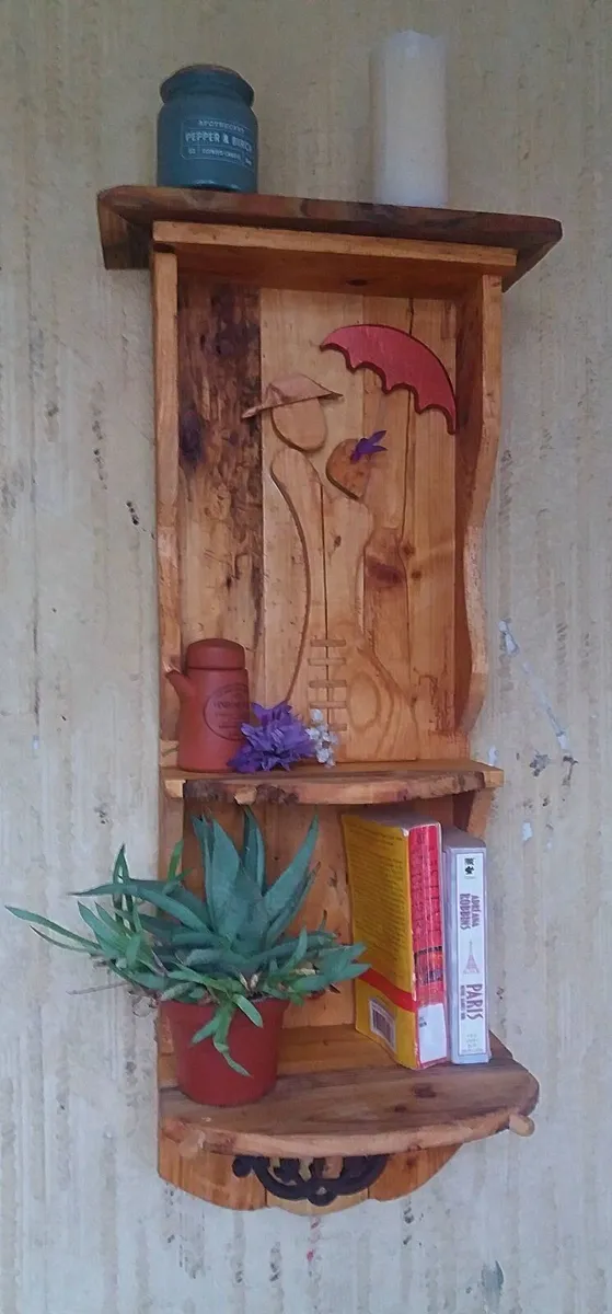 Rustic Driftwood Couple Floating shelf display - Image 3