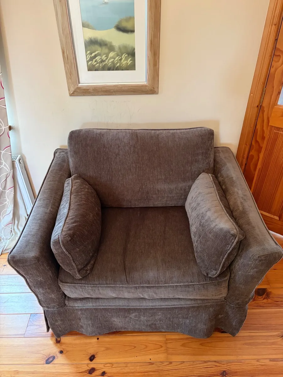 Feather And Down Two Seater Couch And Armchair - Image 3