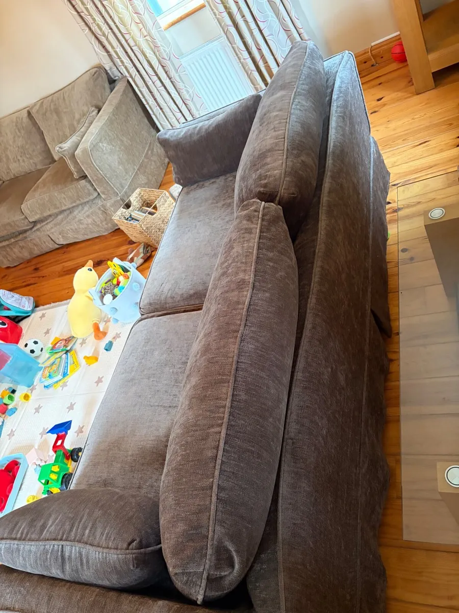 Feather And Down Two Seater Couch And Armchair - Image 4