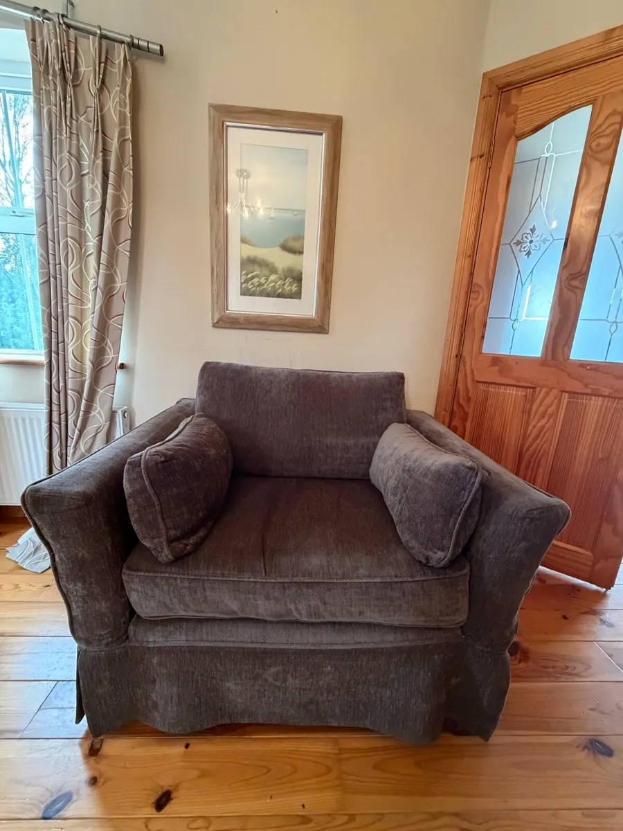 Feather And Down Two Seater Couch And Armchair - Image 1