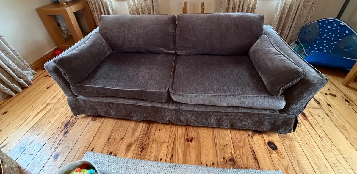 Feather And Down Two Seater Couch And Armchair - Image 2