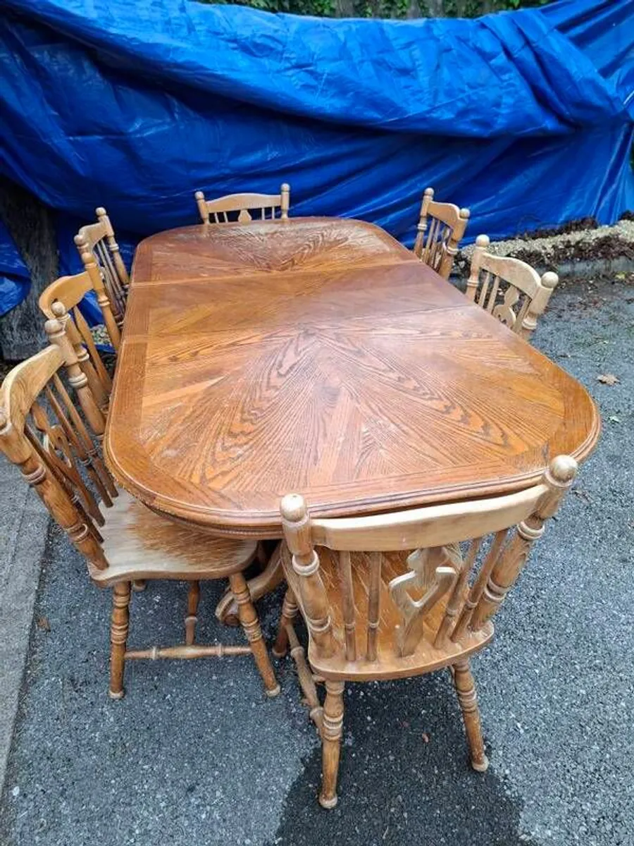 Pine Table with 7 Chairs - Image 4