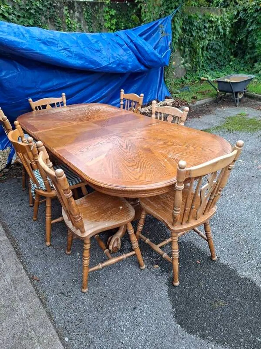 Pine Table with 7 Chairs - Image 1
