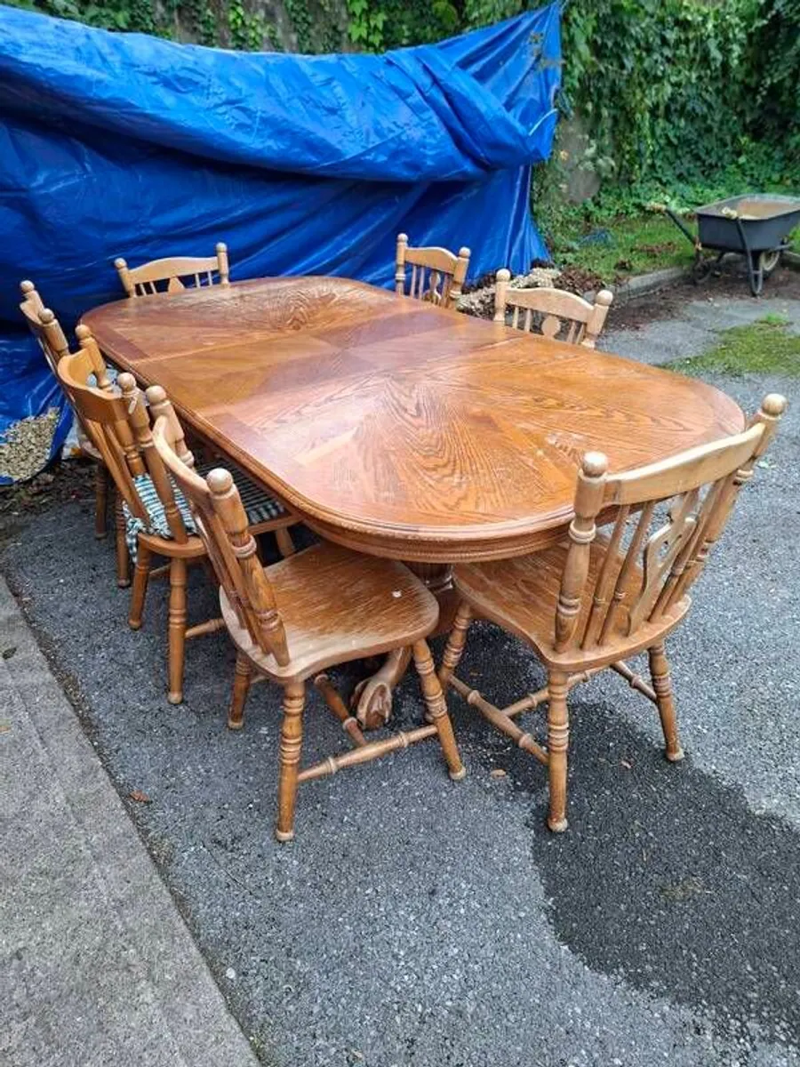 Pine Table with 7 Chairs - Image 2