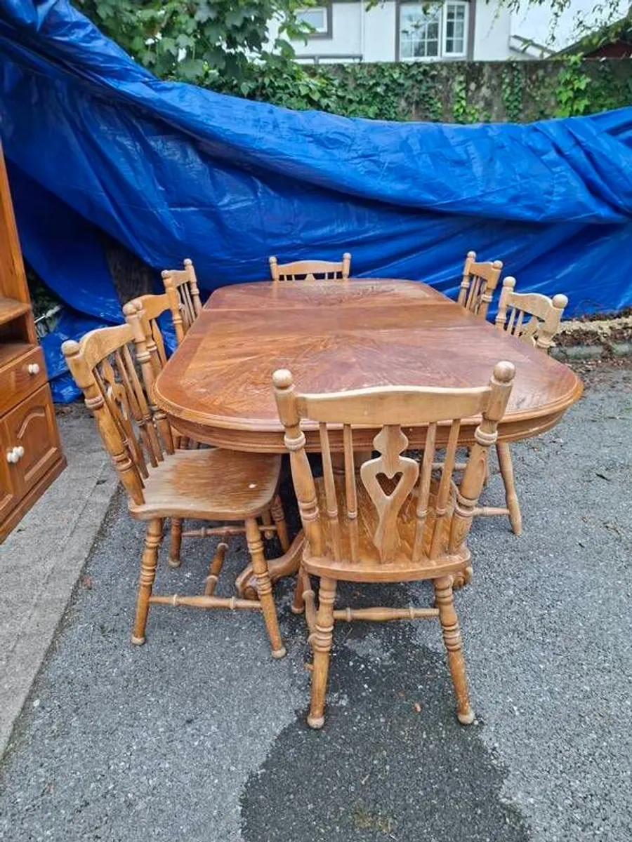Pine Table with 7 Chairs - Image 3