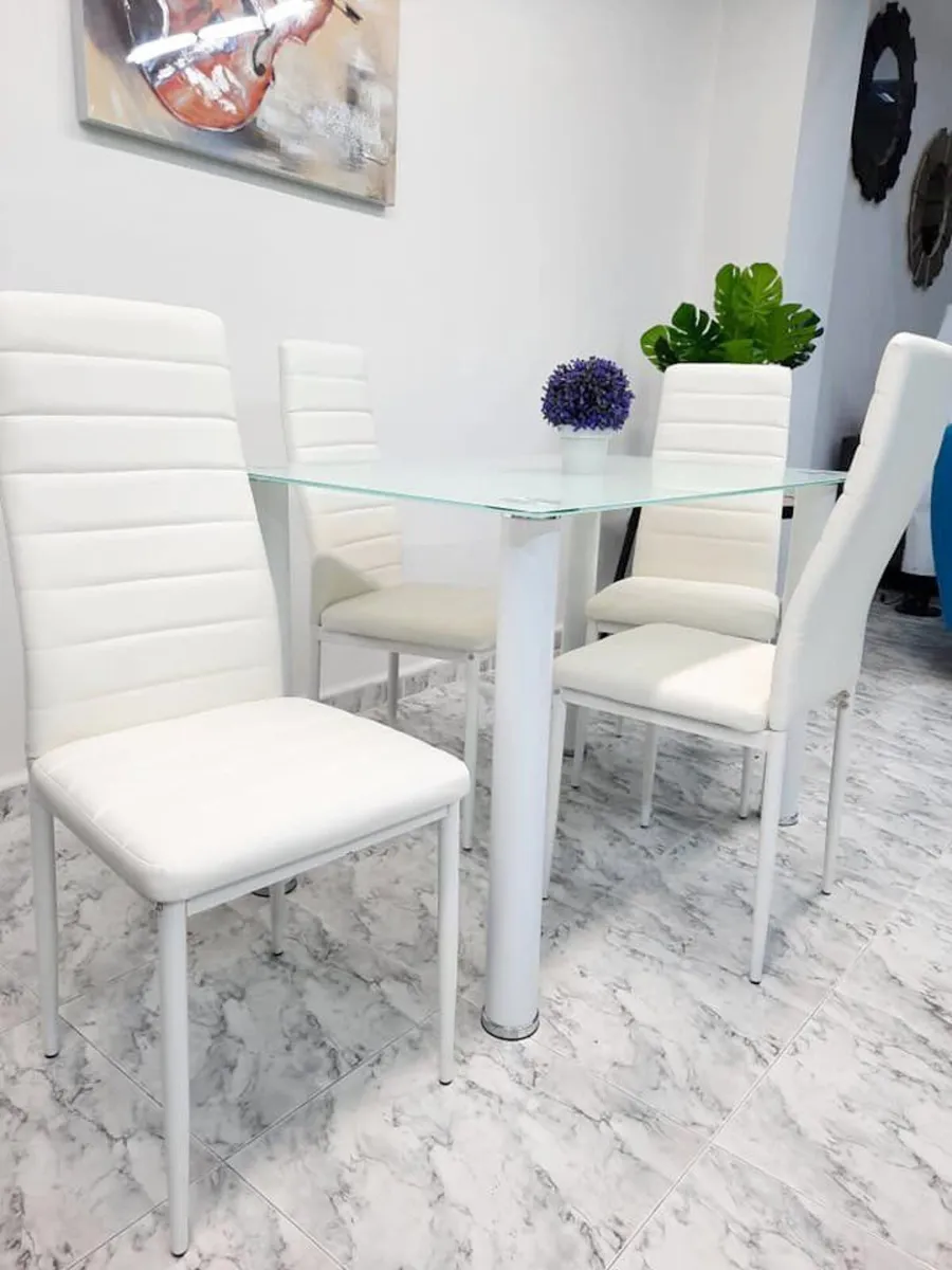 GLASS DINING TABLE & 4 CHAIRS – FREE DELIVERY ✨ - Image 3