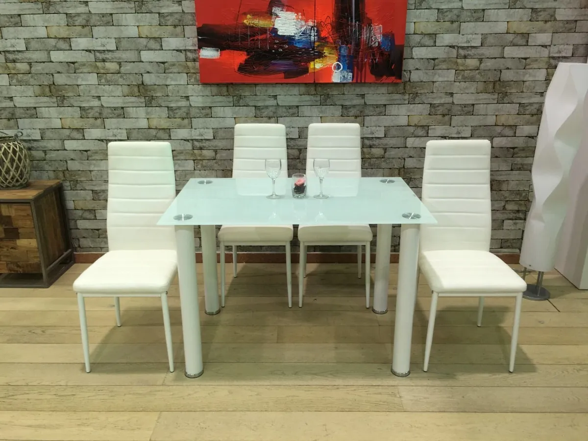 GLASS DINING TABLE & 4 CHAIRS – FREE DELIVERY ✨ - Image 2