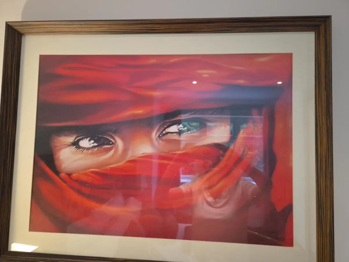 Pair of large framed "Daris - Mysterious Eyes" pri - Image 3