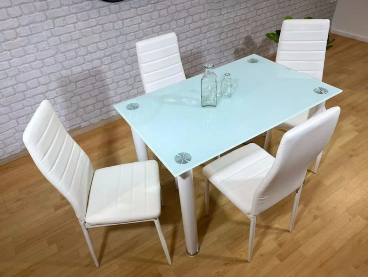 GLASS DINING TABLE & 4 CHAIRS – FREE DELIVERY ✨ - Image 3