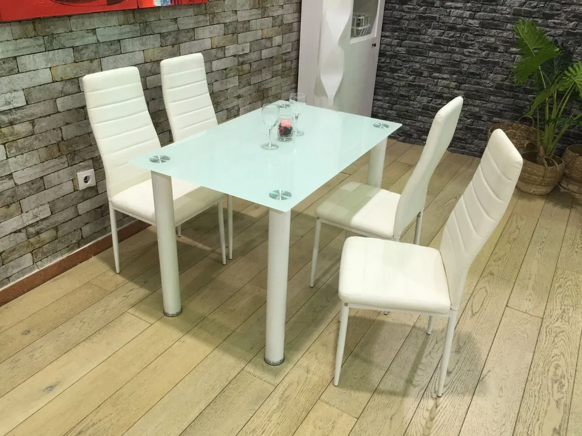 GLASS DINING TABLE & 4 CHAIRS – FREE DELIVERY ✨ - Image 2