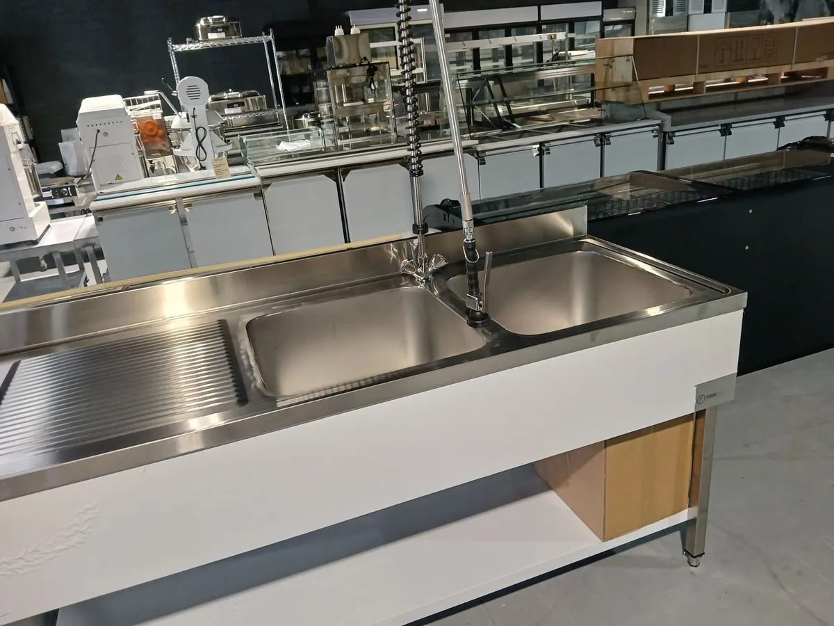 Commercial stainless steel double sink del - Image 3