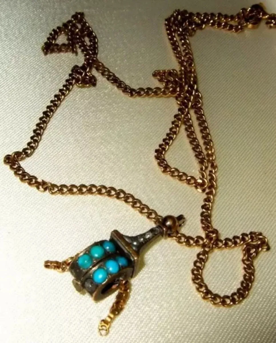 Vintage Hallmarked Tibetan Prayer Wheel & Chain - Image 3
