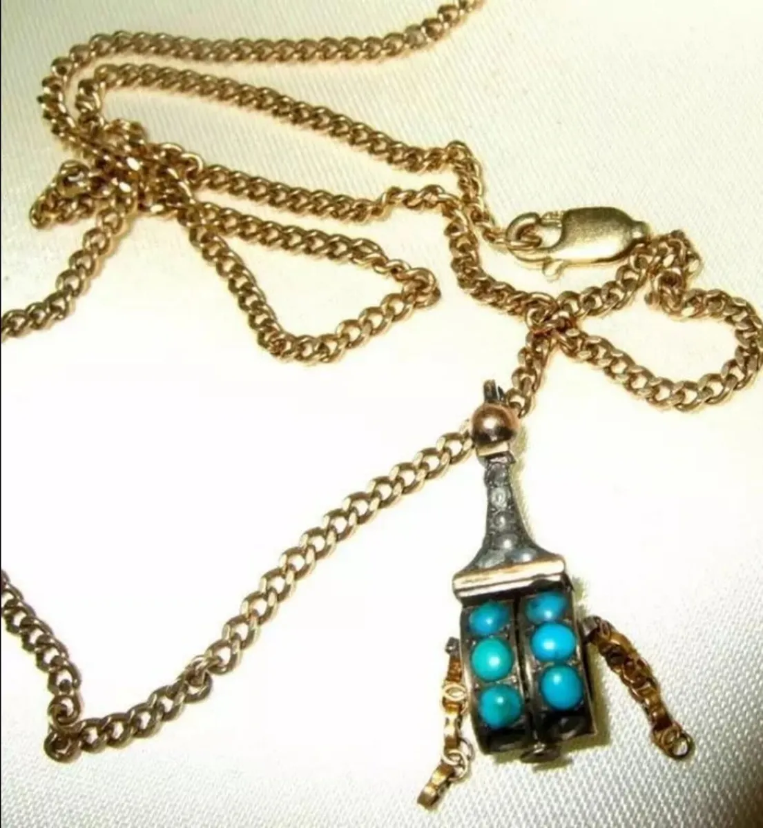 Vintage Hallmarked Tibetan Prayer Wheel & Chain - Image 1