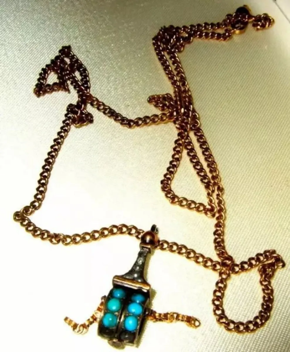 Vintage Hallmarked Tibetan Prayer Wheel & Chain - Image 2
