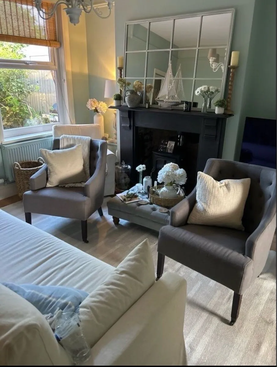 Pair Neptune Buttoned Fireside Armchairs - Image 1