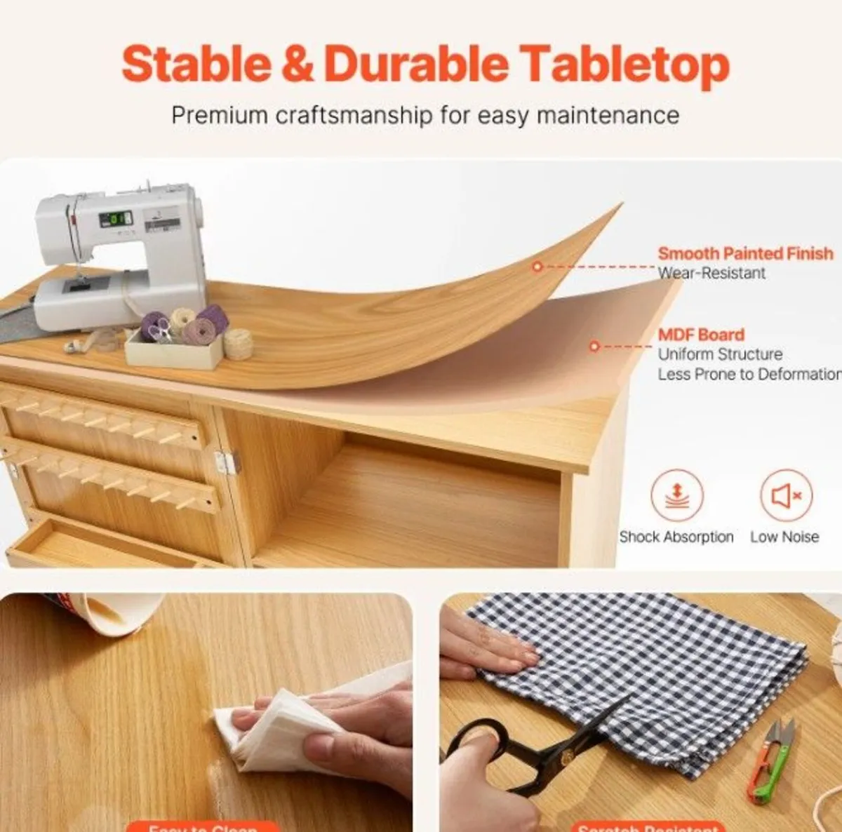Folding Sewing Machine Table with Storage, 20 Thre - Image 4