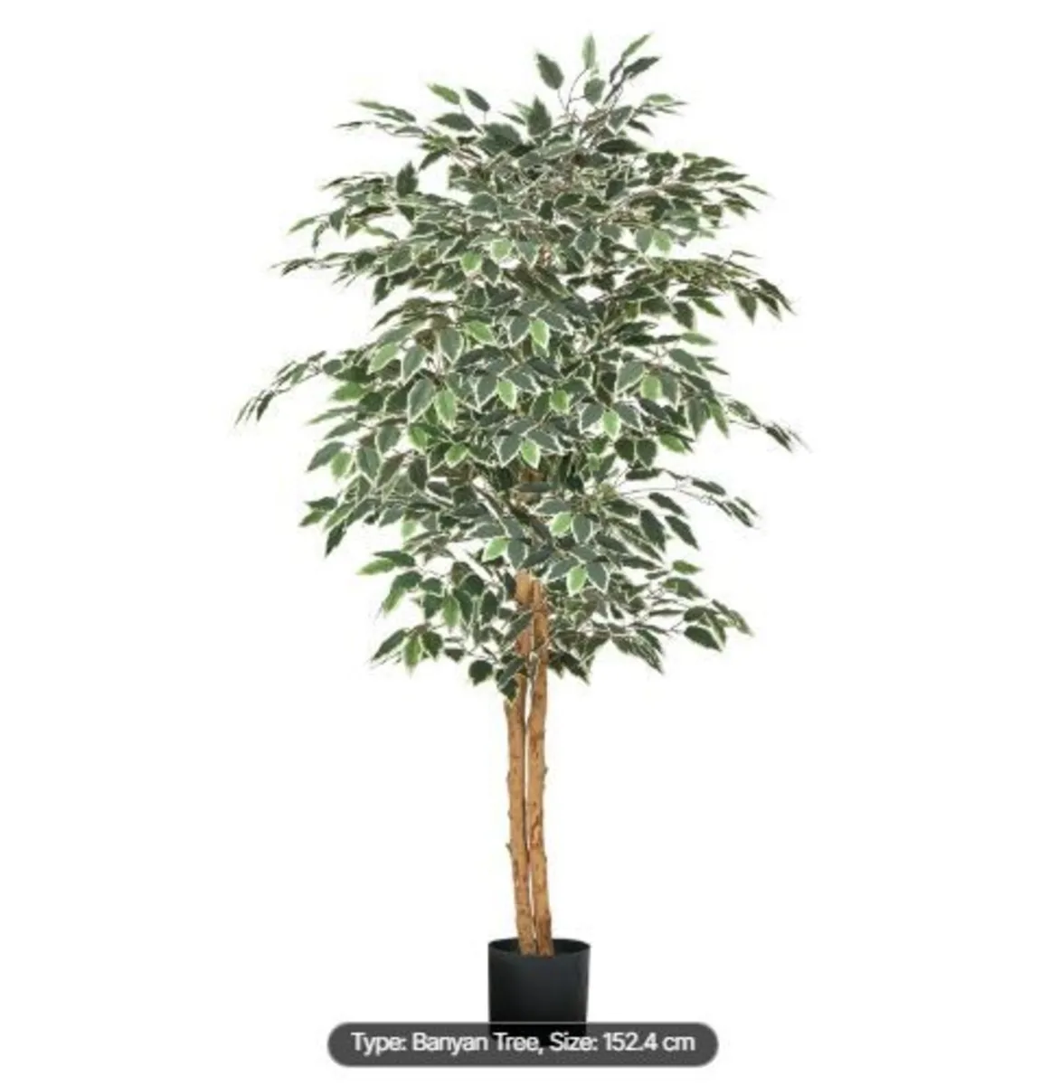 150cm Artificial Ficus Tree with Black Pot - Image 1