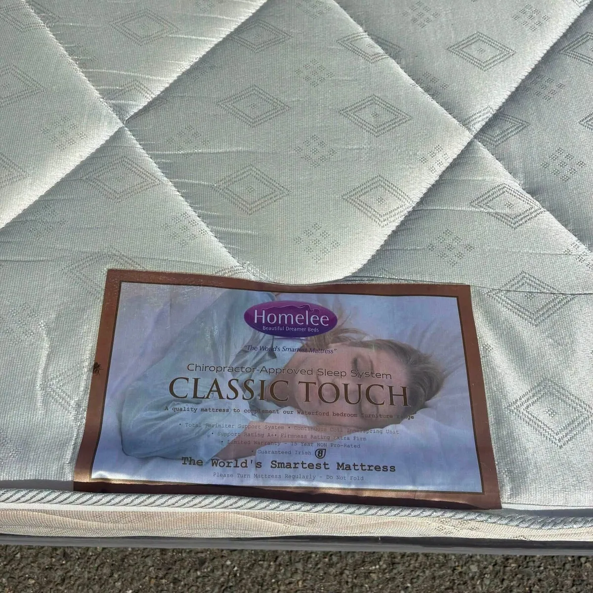 Grey velvet Double bed & Mattress - Image 4