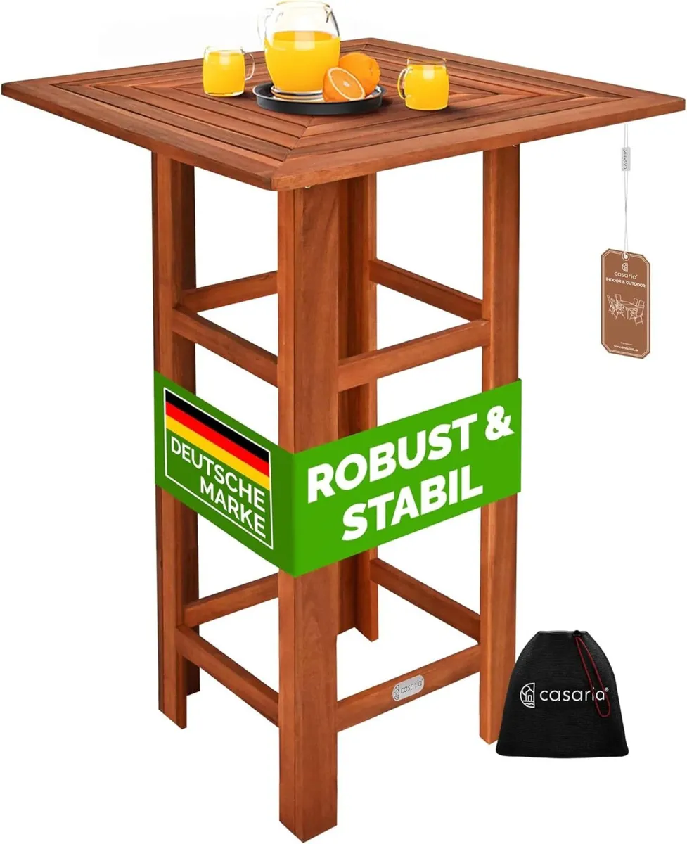 Solid Acacia Wood Bar Table – 75 x 75 x 110 cm Ind - Image 3