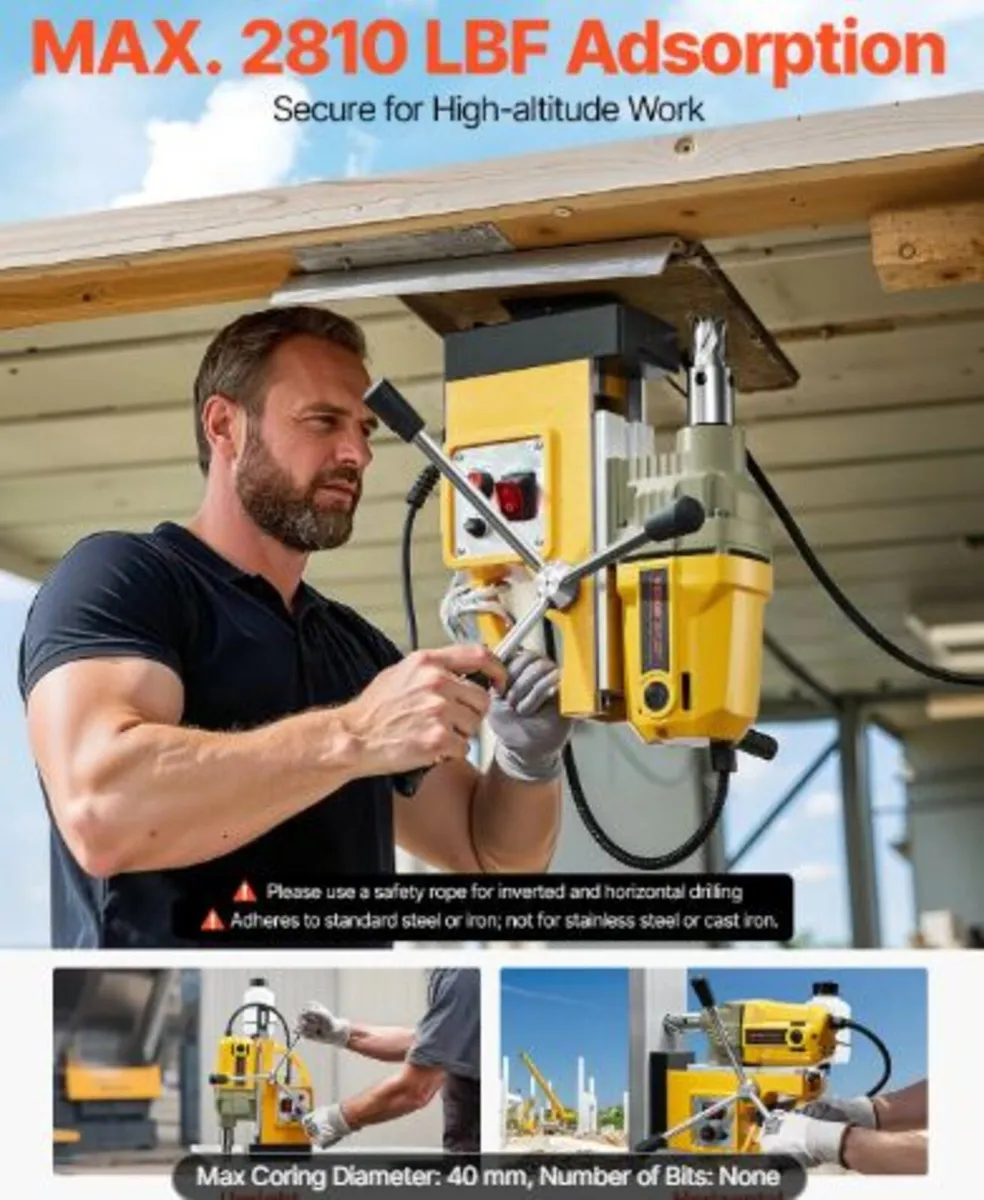 Magnetic Drill,1400W Motor 1.6 in Boring Diameter - Image 3