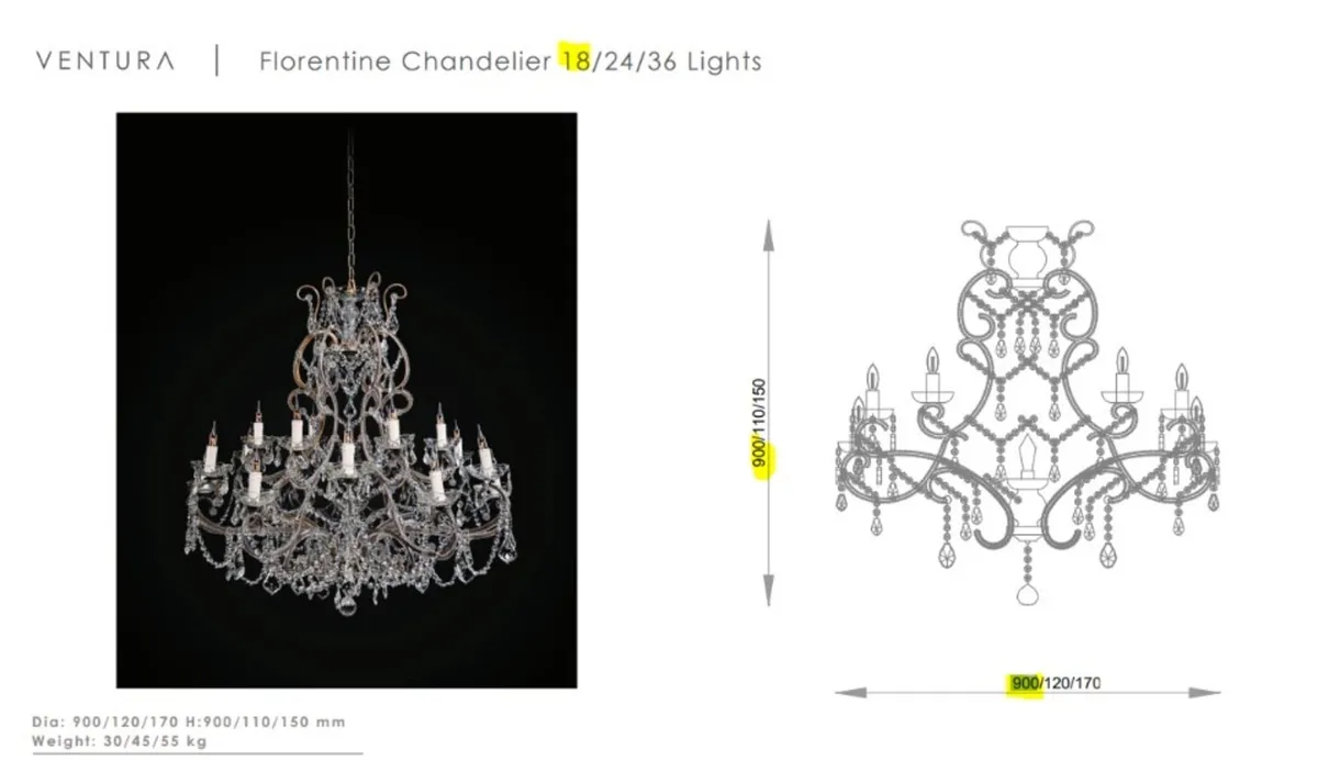 Florentine Chandelier 18 lights - Image 3