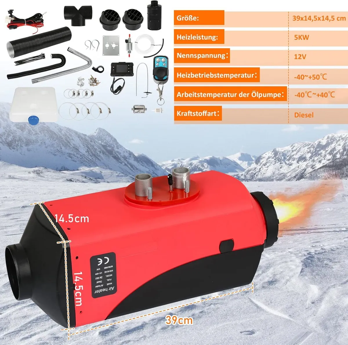 5kw Diesel Heater with Remote Control LCD Monitor - Image 1