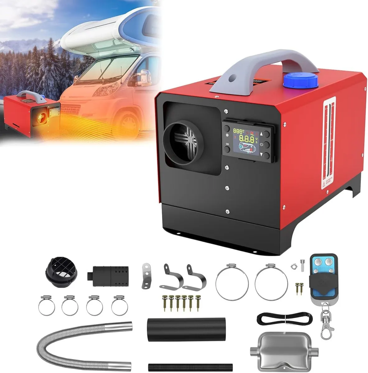 12 V 8 kW Diesel Heater, Remote, LCD - Image 1
