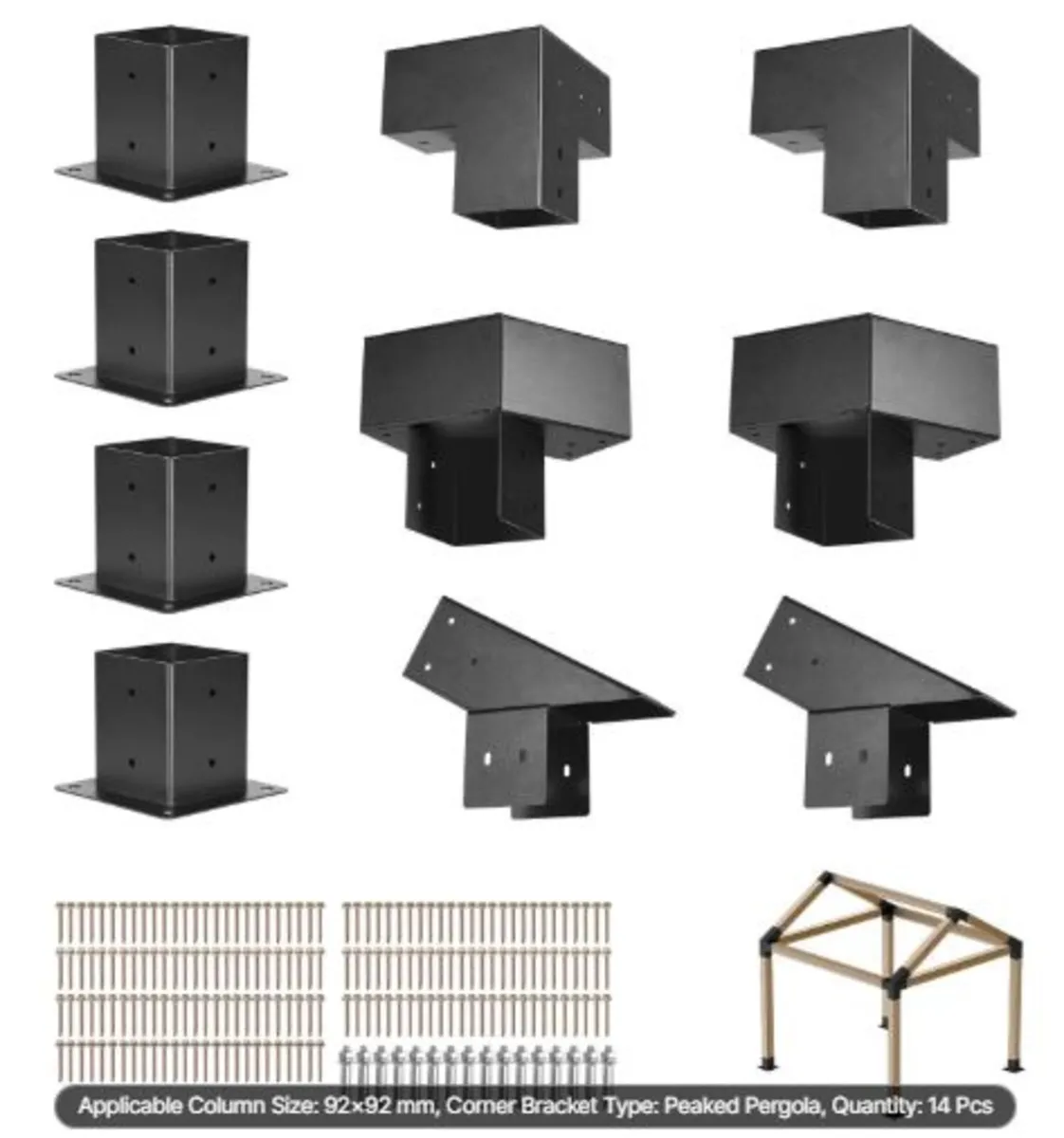 Pergola Kit, 4x4 Inch Pointed-Roof Pergola Bracket - Image 1