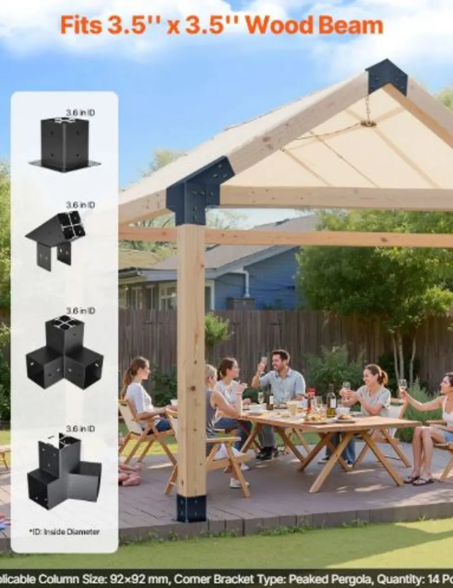 Pergola Kit, 4x4 Inch Pointed-Roof Pergola Bracket - Image 2