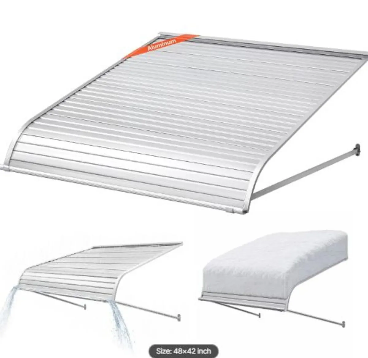 Aluminum Awning 48 x 42 in, Durable Window Awning - Image 1