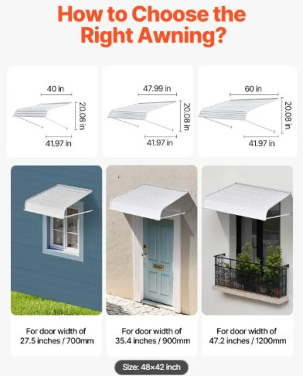 Aluminum Awning 48 x 42 in, Durable Window Awning - Image 3