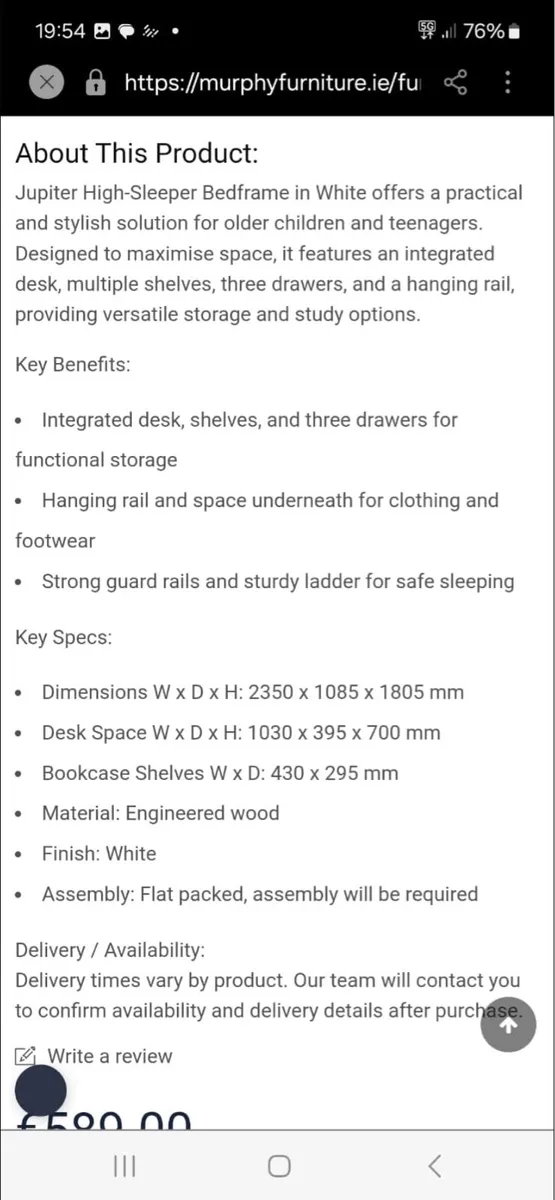 High sleeper bed - Image 2