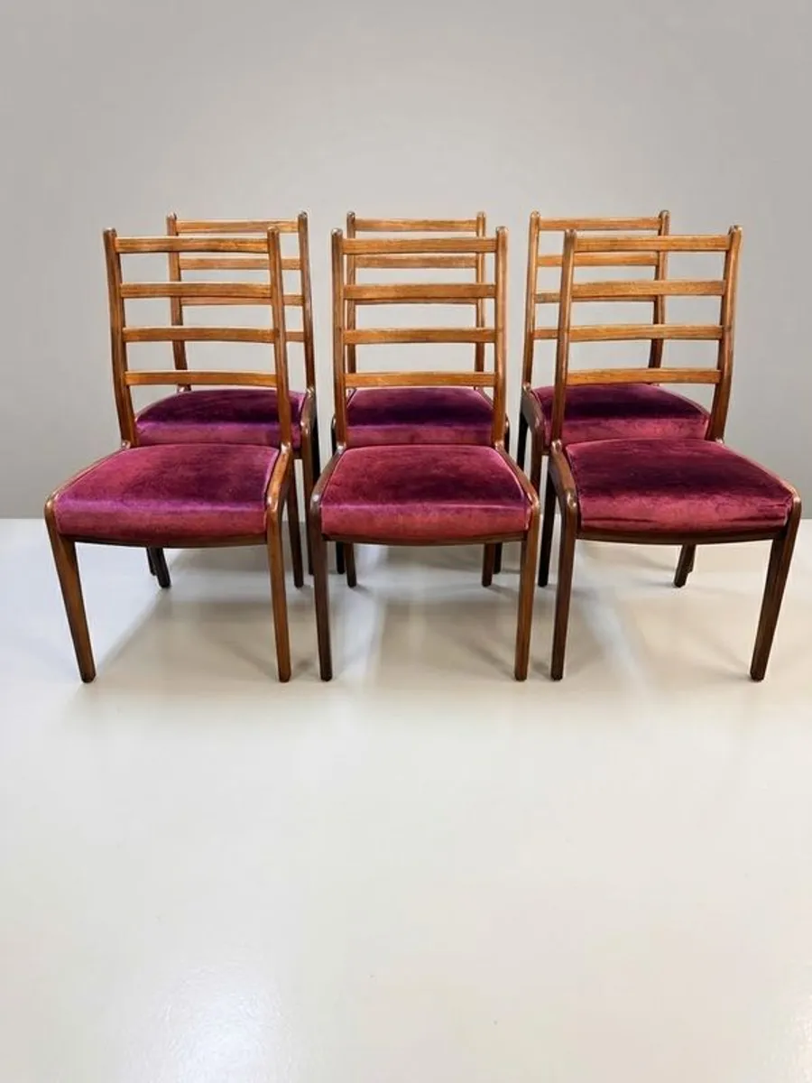 Set of Six G Plan Fresco Teak Ladder Back Dining Chairs - Image 1