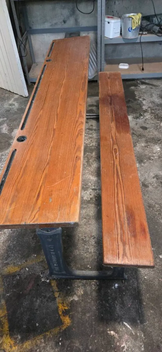 Vintage school desk/bench - Image 4