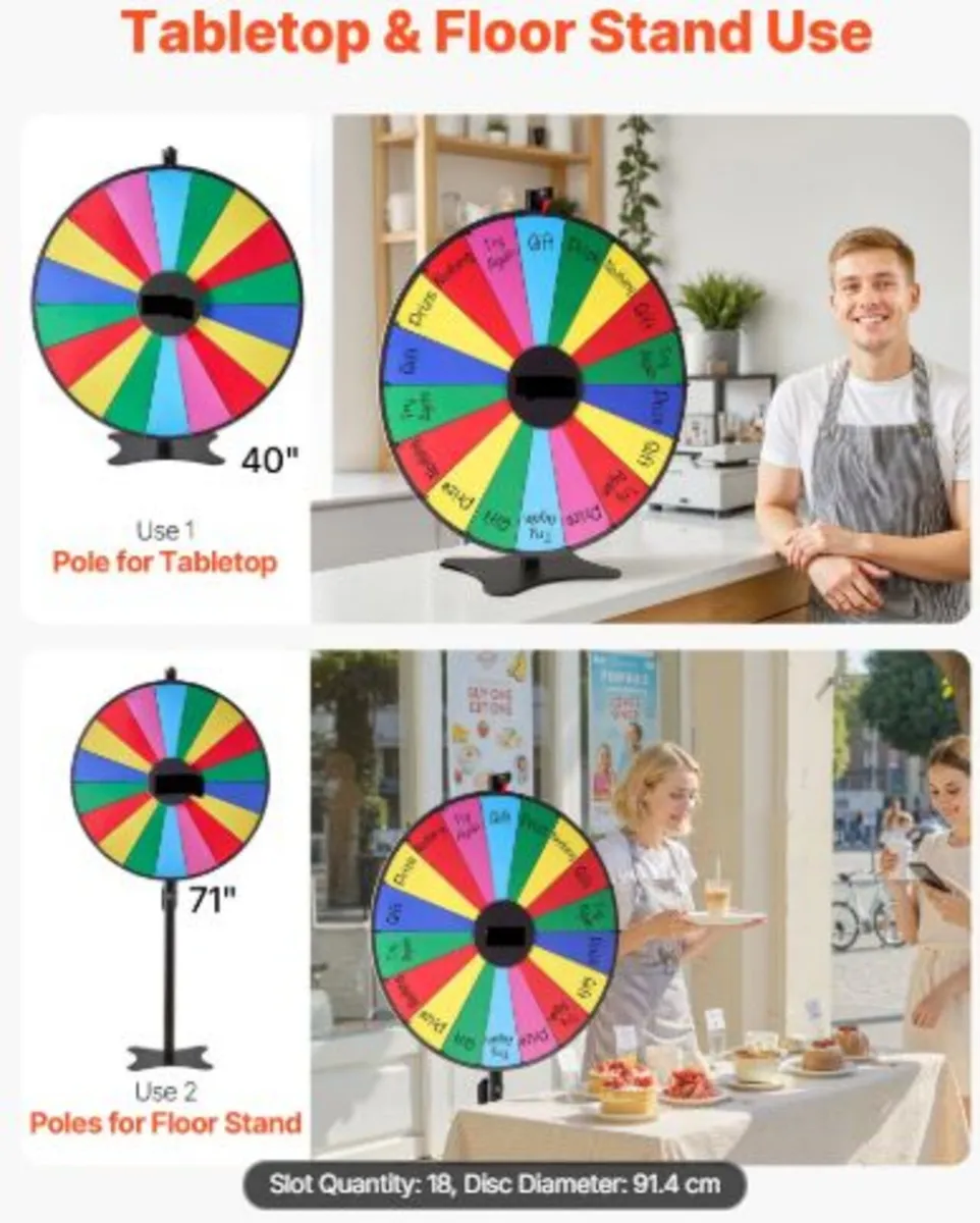 914 mm Spinning Prize Wheel, 18 Slots Spinning - Image 2