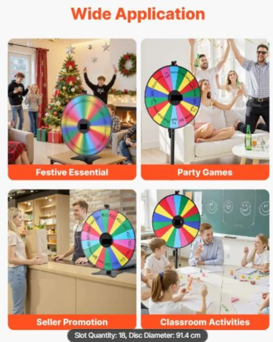 914 mm Spinning Prize Wheel, 18 Slots Spinning - Image 4