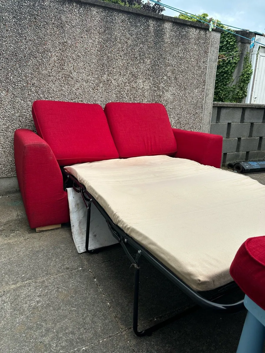 Red 2-Seater Sofa Bed – Good Condition - Image 2