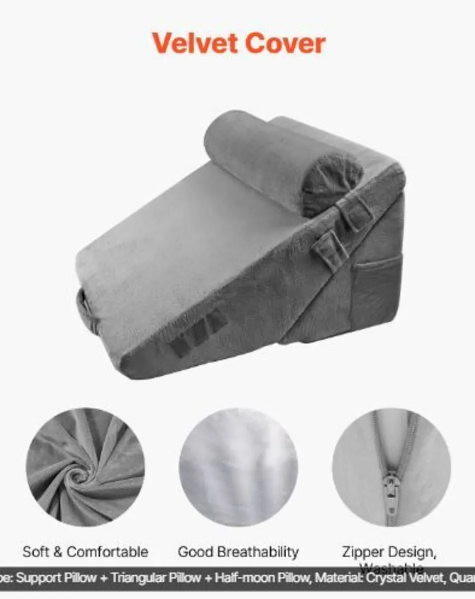 Bed Wedge Pillow for Sleeping, 3 Pcs Adjustable - Image 3