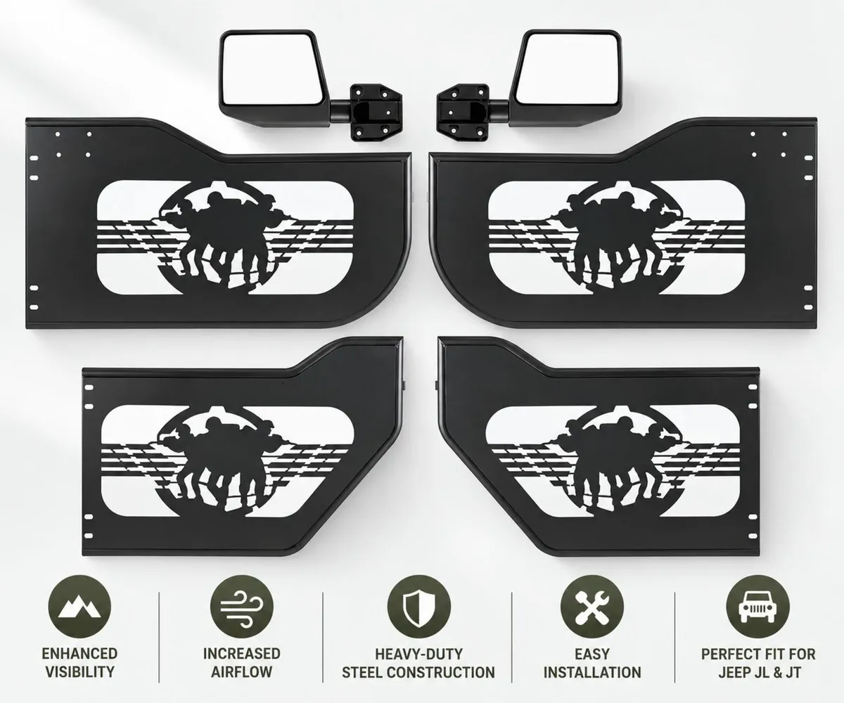 4-Door Tubular Half Doors with Mirrors – Jeep Wran - Image 2