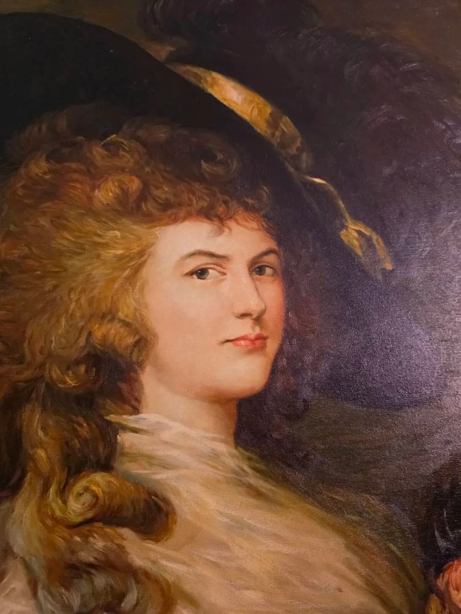 Large vintage oil on canvas - Image 4
