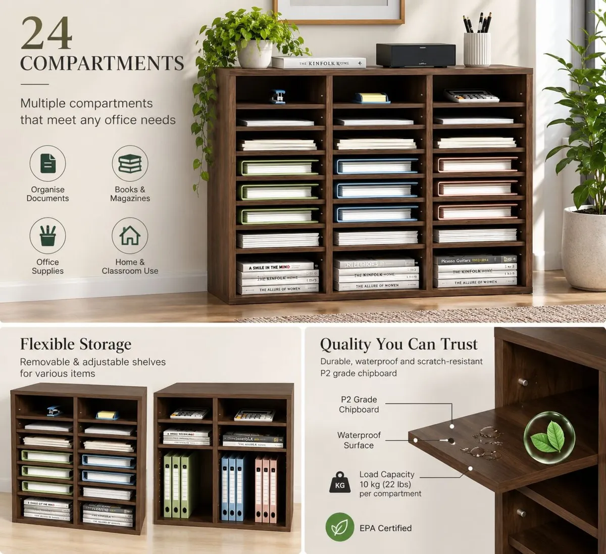 24-Compartment A4 Document Organiser Adjustable - Image 2