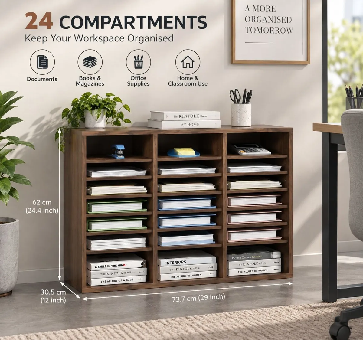 24-Compartment A4 Document Organiser Adjustable - Image 1
