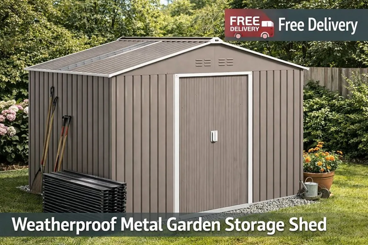 Metal Shed 9 x 6ft Grey - Image 1