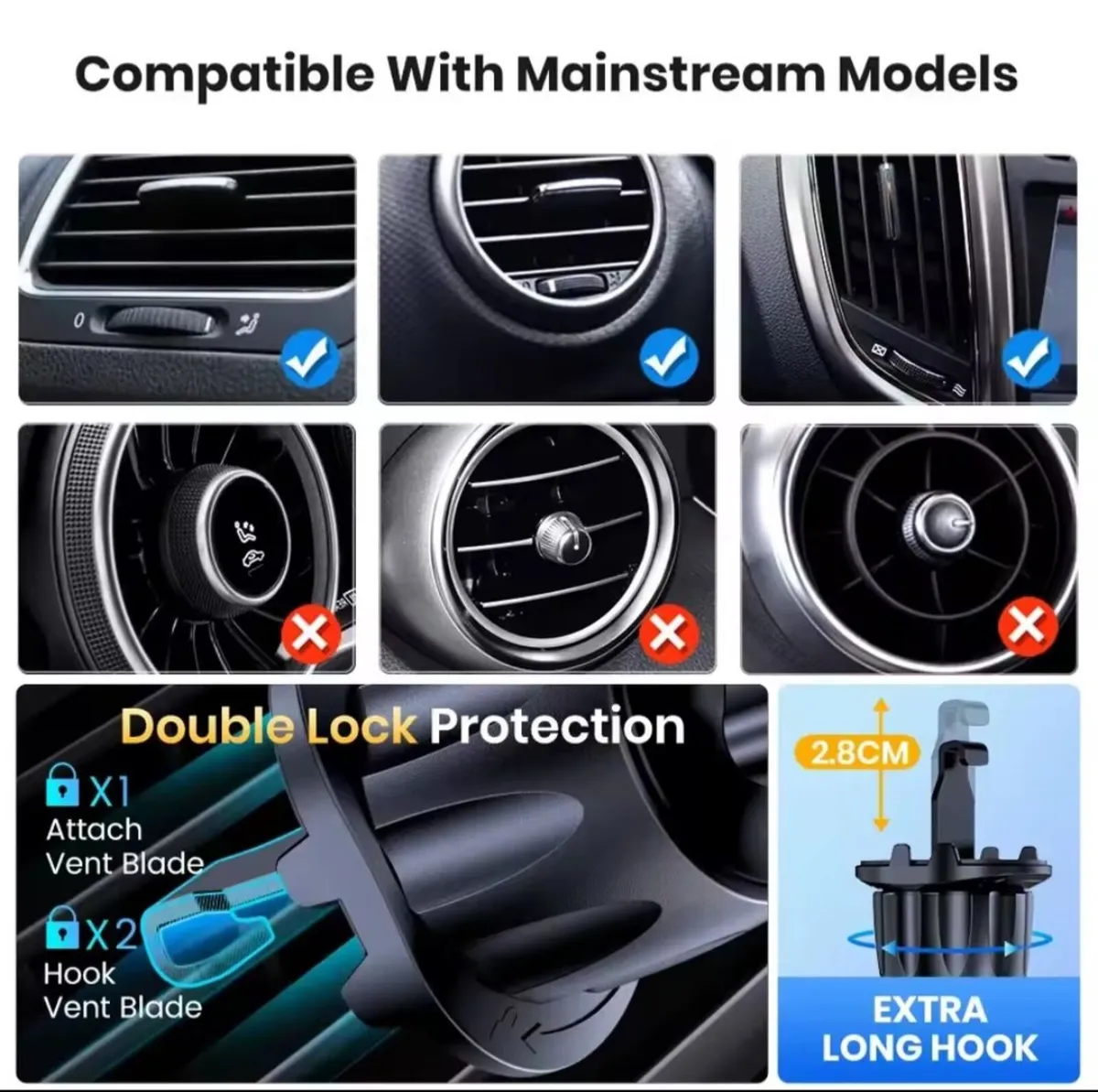 Magnetic Car Phone Holder Strong Car Vent - Image 2