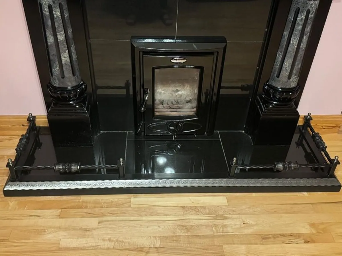 Black Marble Fireplace & Overmantel Mirror - Image 3