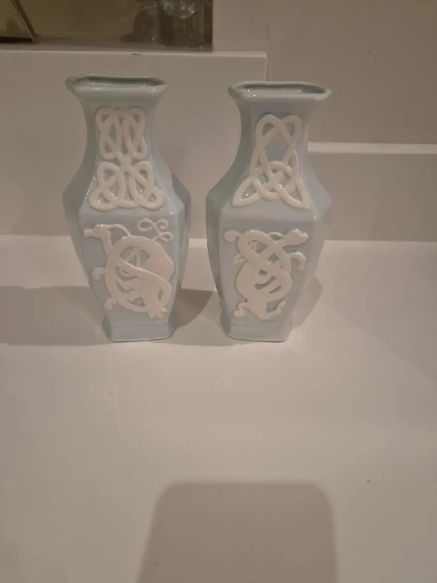 Cyril Cullen Farney Castle Porcelain Celtic Vases - Image 1