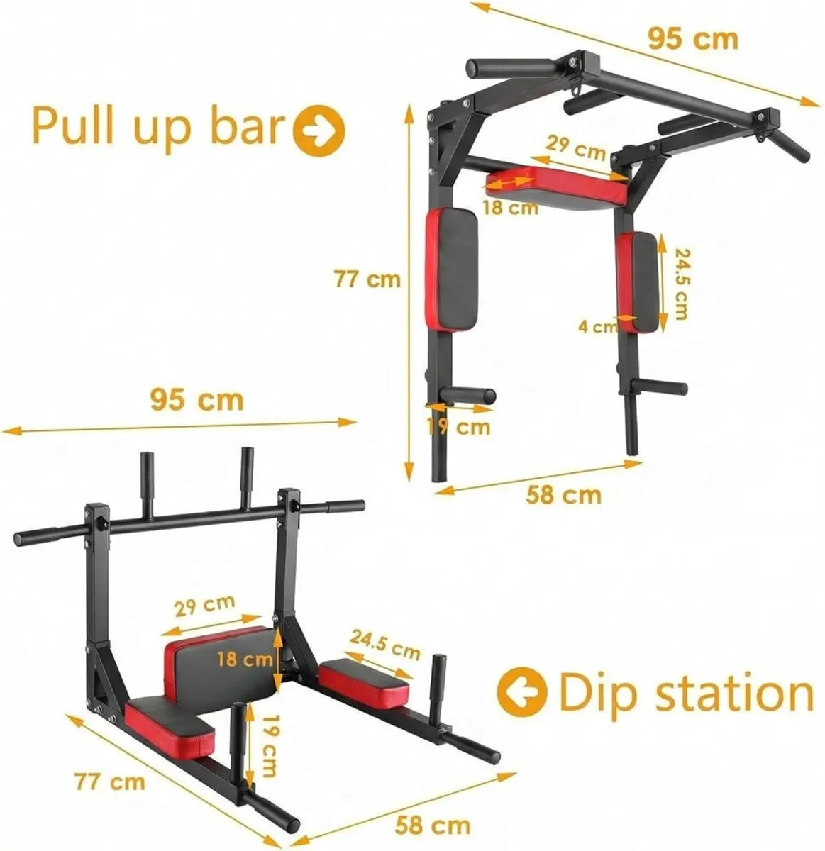 Wall mounted pull up / dip bar - Image 4
