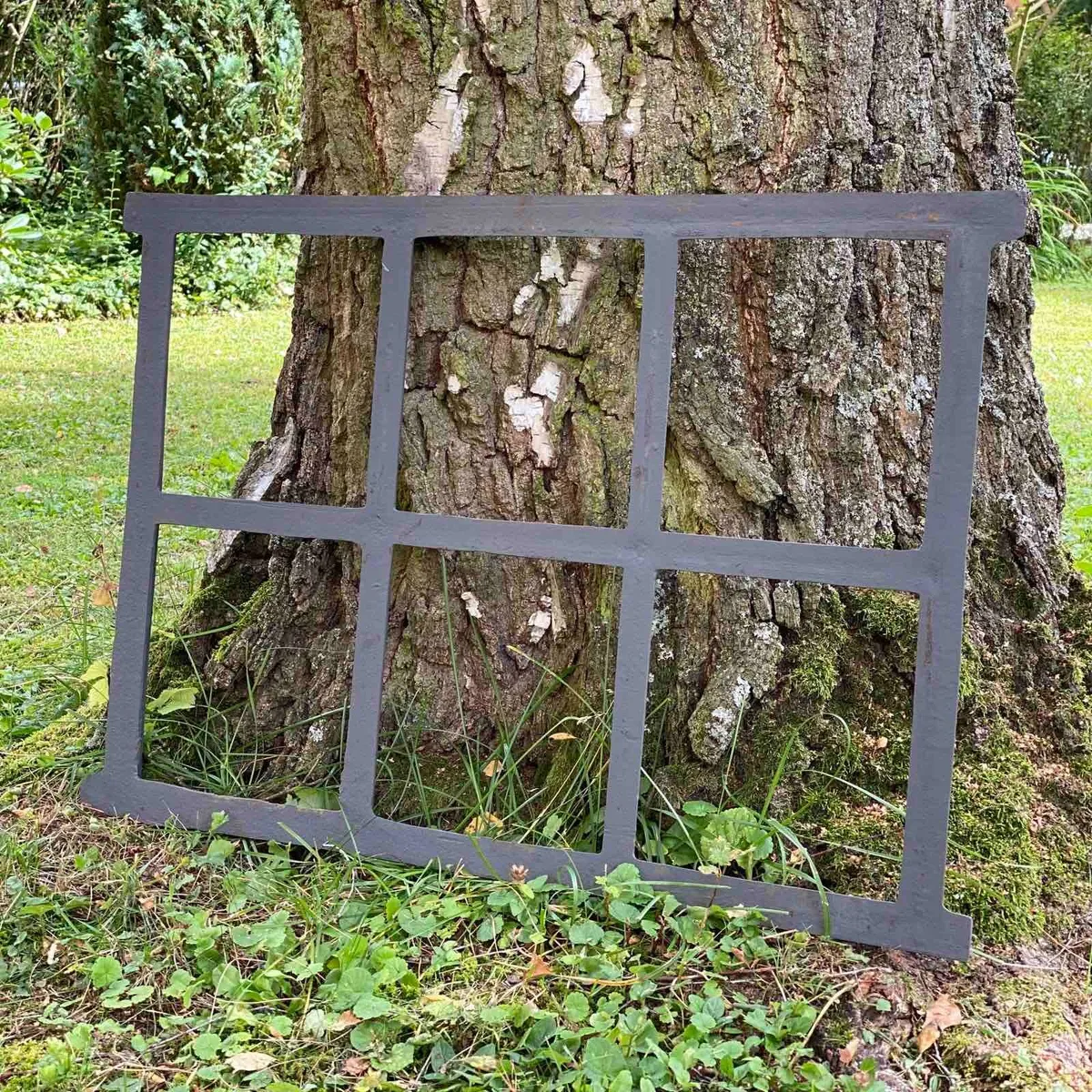 Antique Style Cast Iron Barn Window Frame Grey, - Image 2