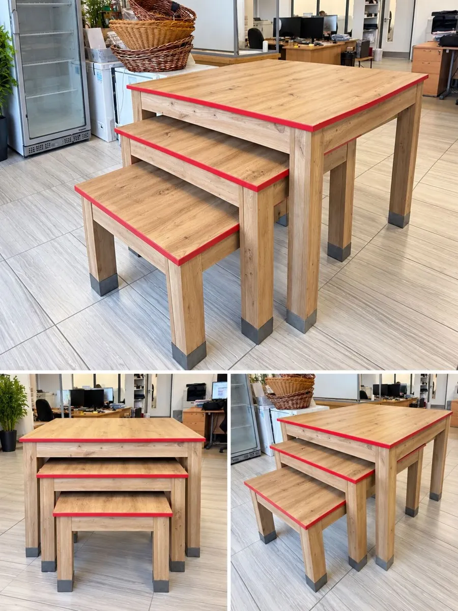 Set of 3 Wooden Retail Display Tables