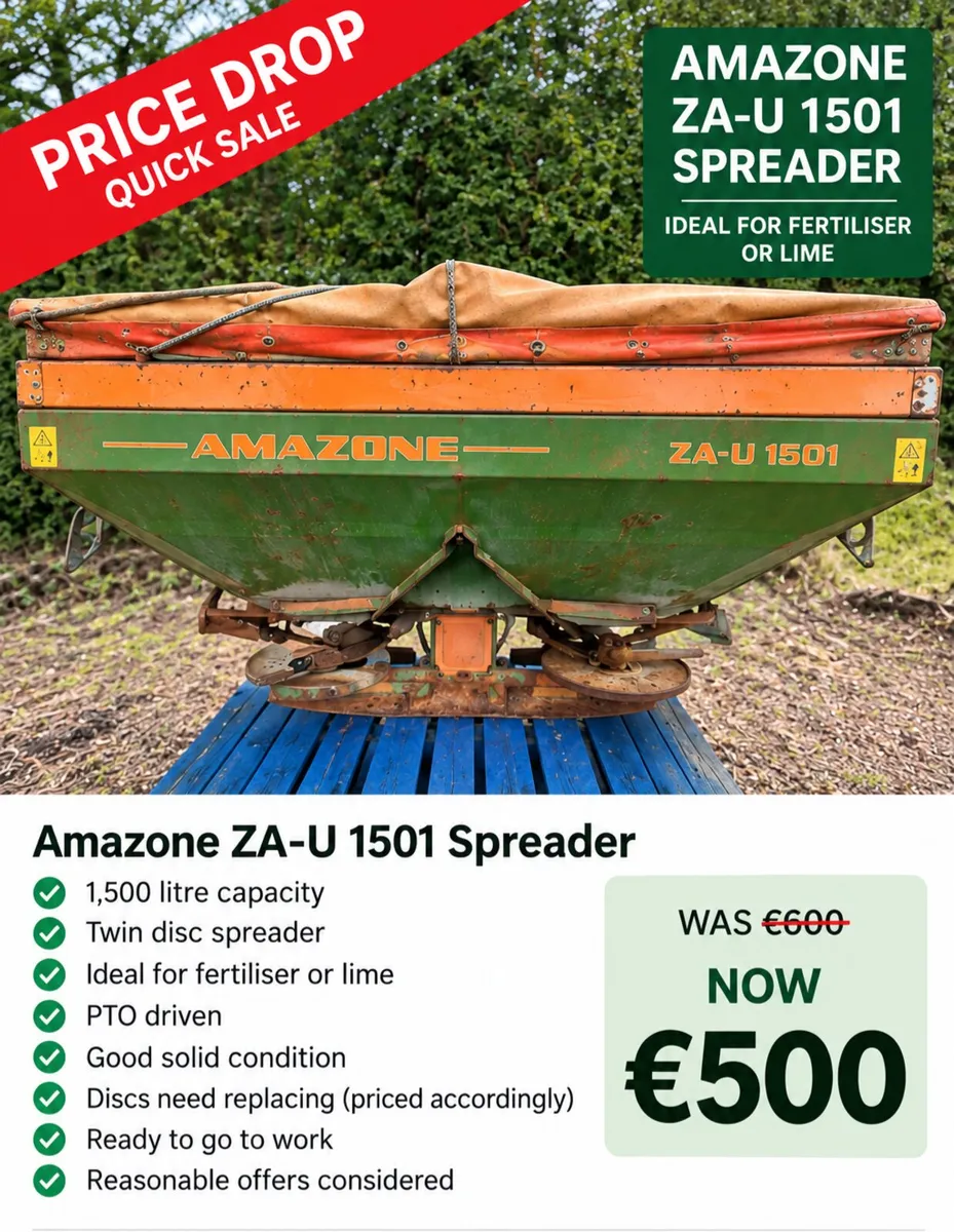 Amazone ZA-U 1501 Spreader** PRICE DROP** - Image 1